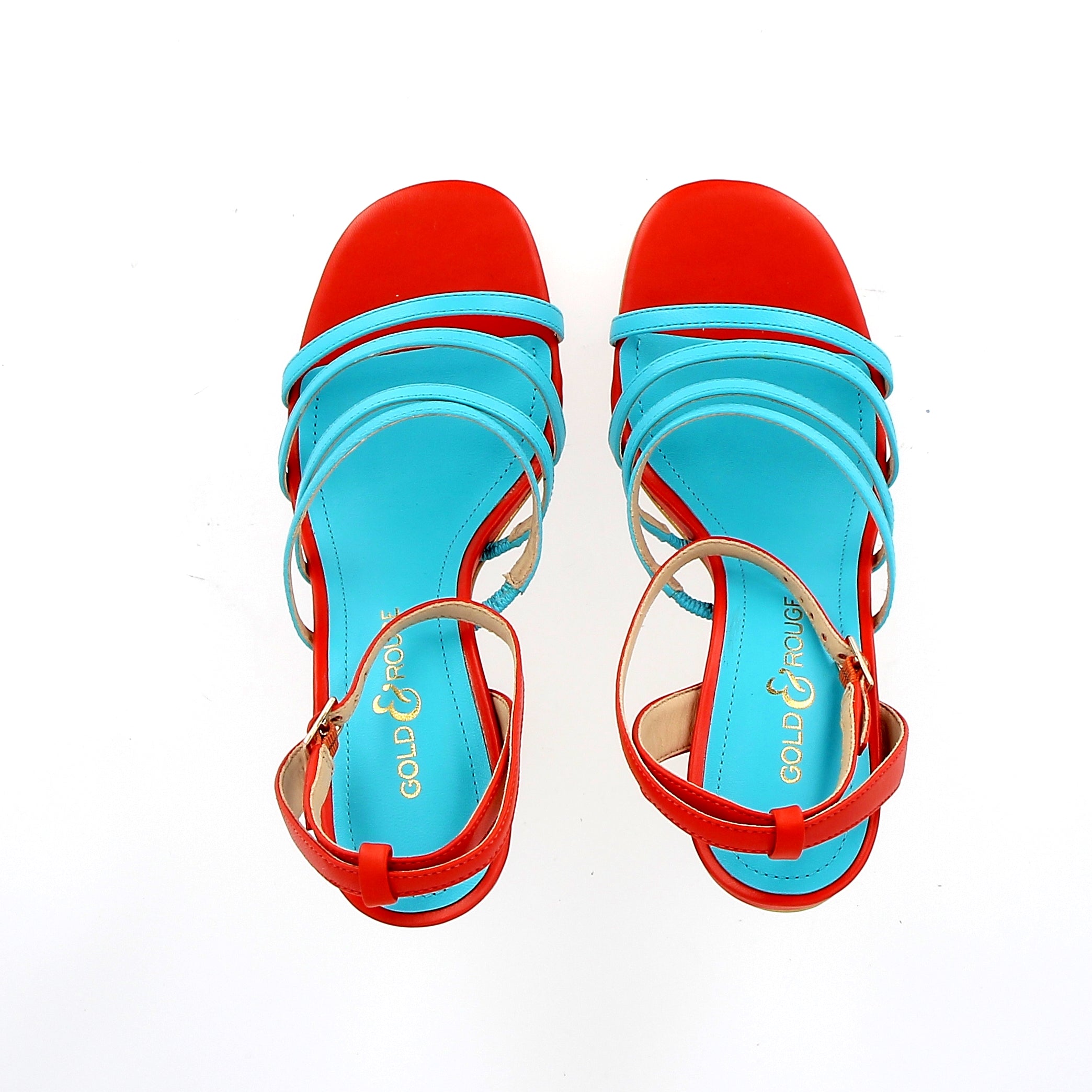 Sandal with multi turquoise straps