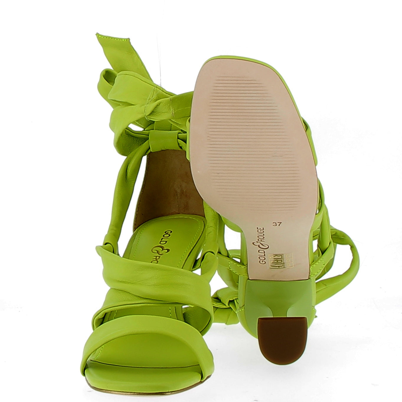 Acid green sandal with bow fastening