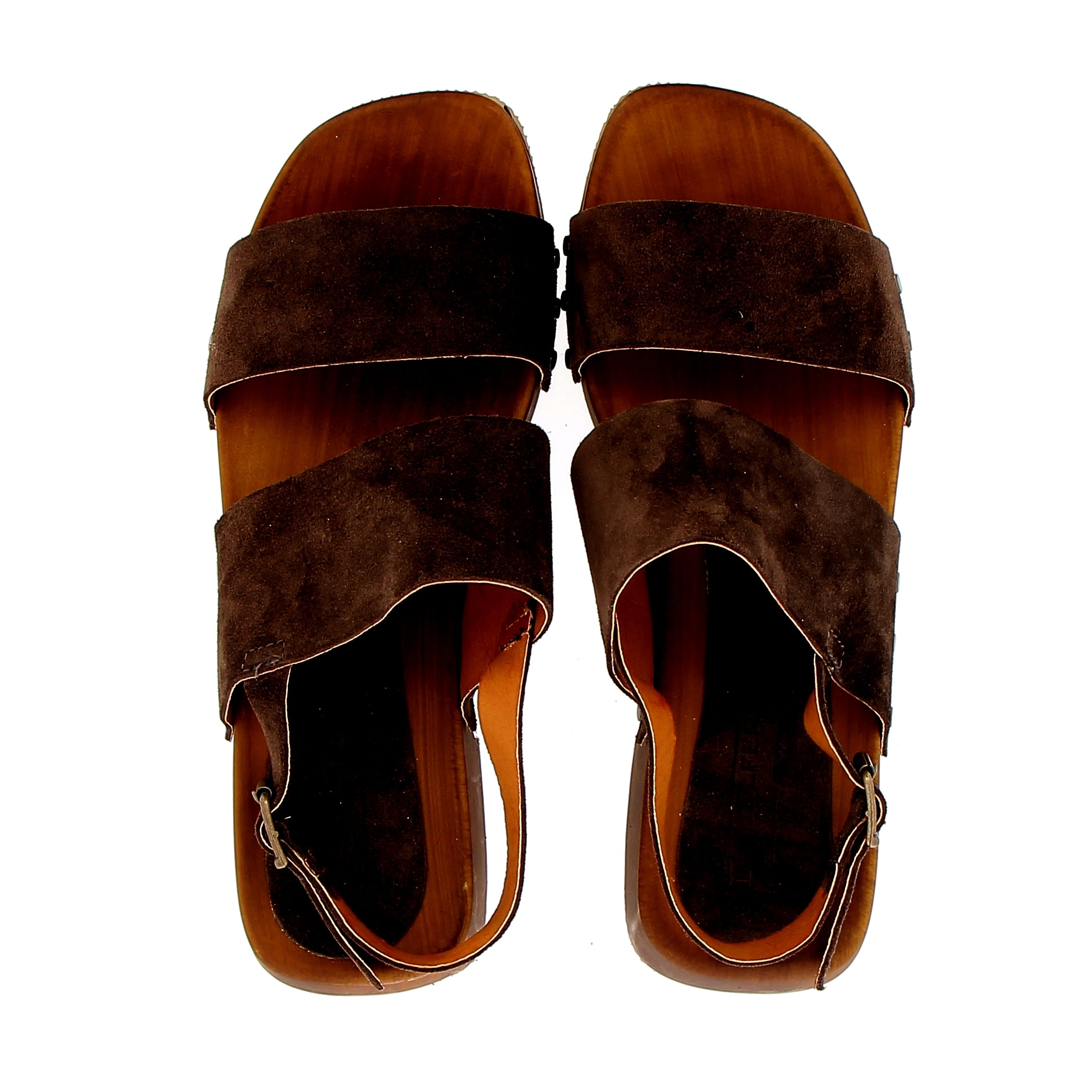 clog two bands in dark brown suede