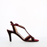 Burgundy Velvet Heeled Sandal