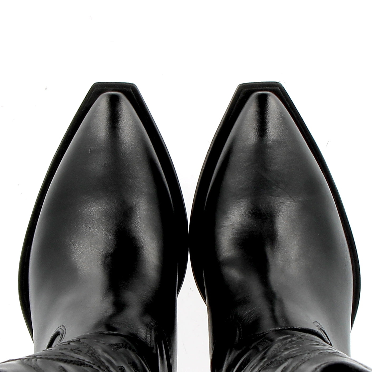 Texano in pelle nera con ricami