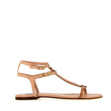 Elettra flat sandal in silver and pink python