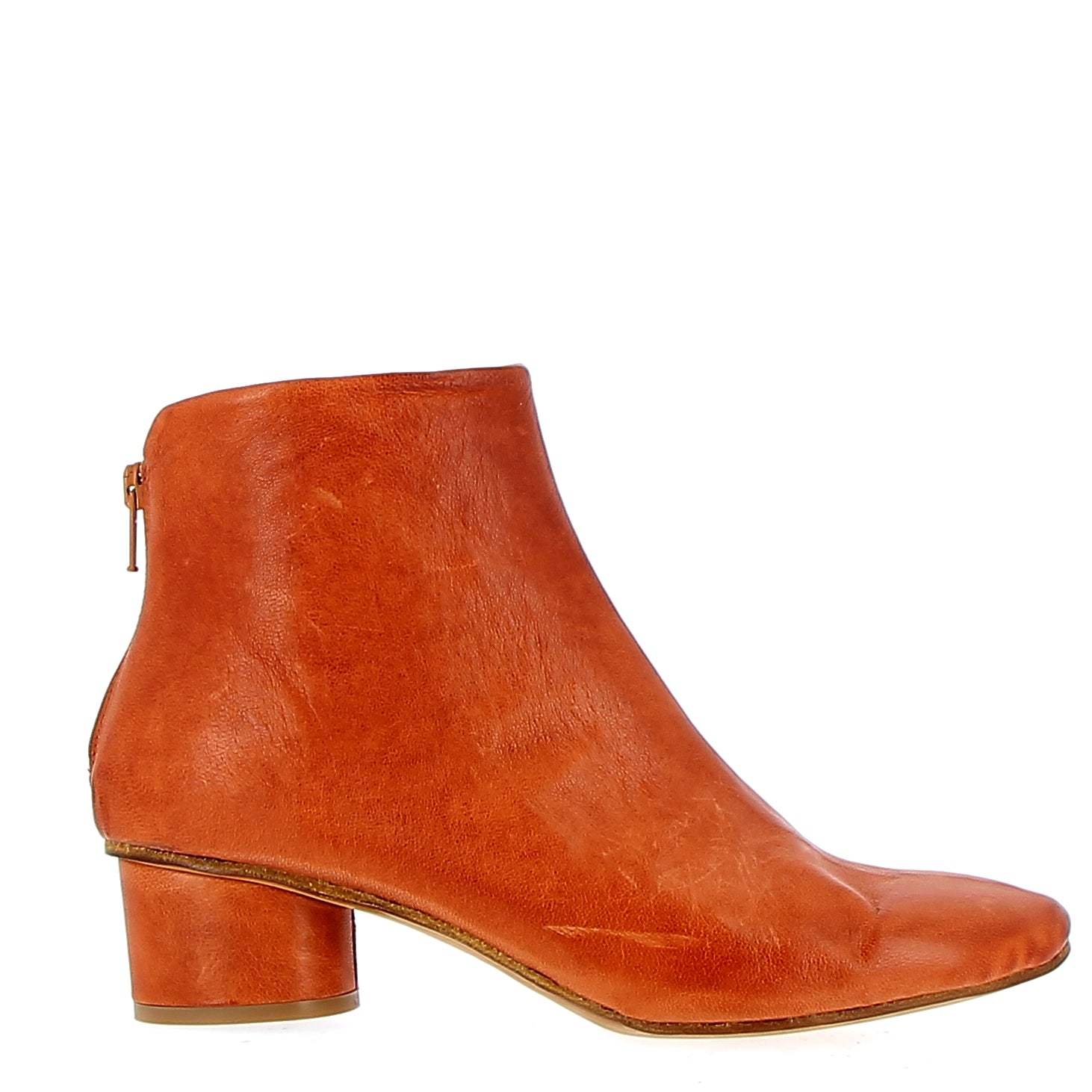 Peach leather ankle boot