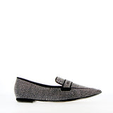 Low black rhinestone moccasin