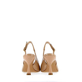 Nude patent leather slingback