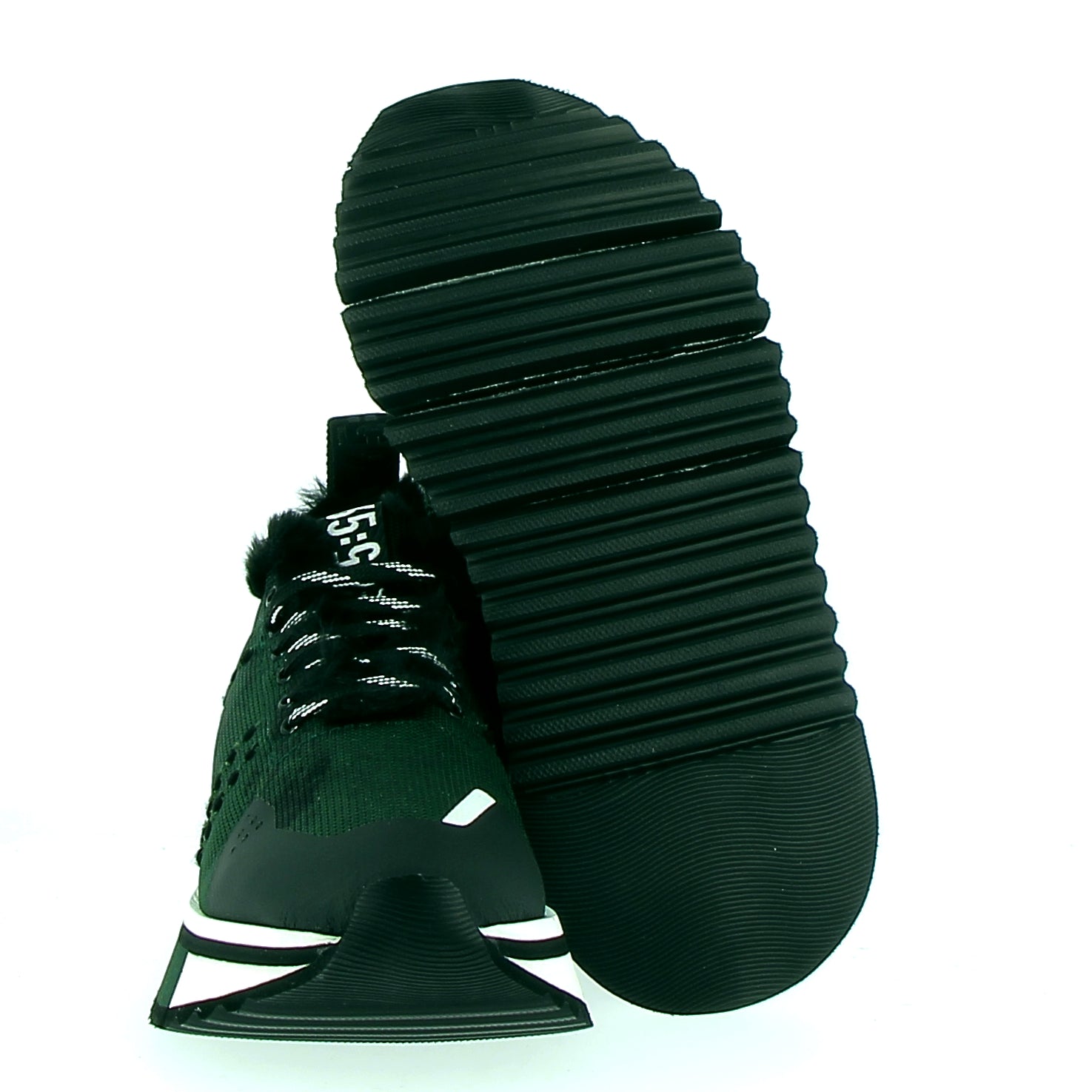 Dark green camouflage sneaker with fur