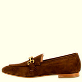 moccasin in burnt color suede with buckle