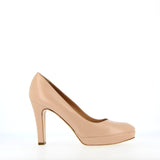 Nude leather pumps ballerina with small platform