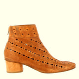 Supersoft ankle boot in natural perforated leather