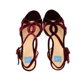 Burgundy Velvet Heeled Sandal