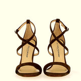 Moro suede sandal with glitter wedge