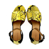 Sandal in yellow python print leather