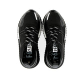 Black elastic texture sneaker with superflex sole