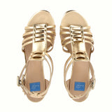 Giulia Gladiator sandal with gold nappa leather straps