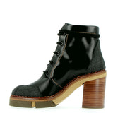 Black lace-up ankle boot with heel