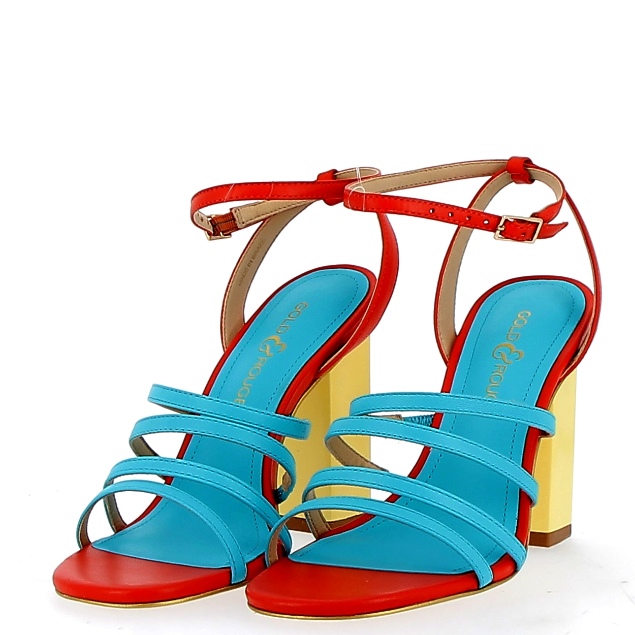 Sandal with multi turquoise straps