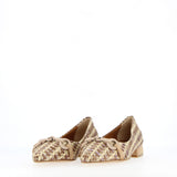 Ballet flats in terra raffia and leather with horsebit