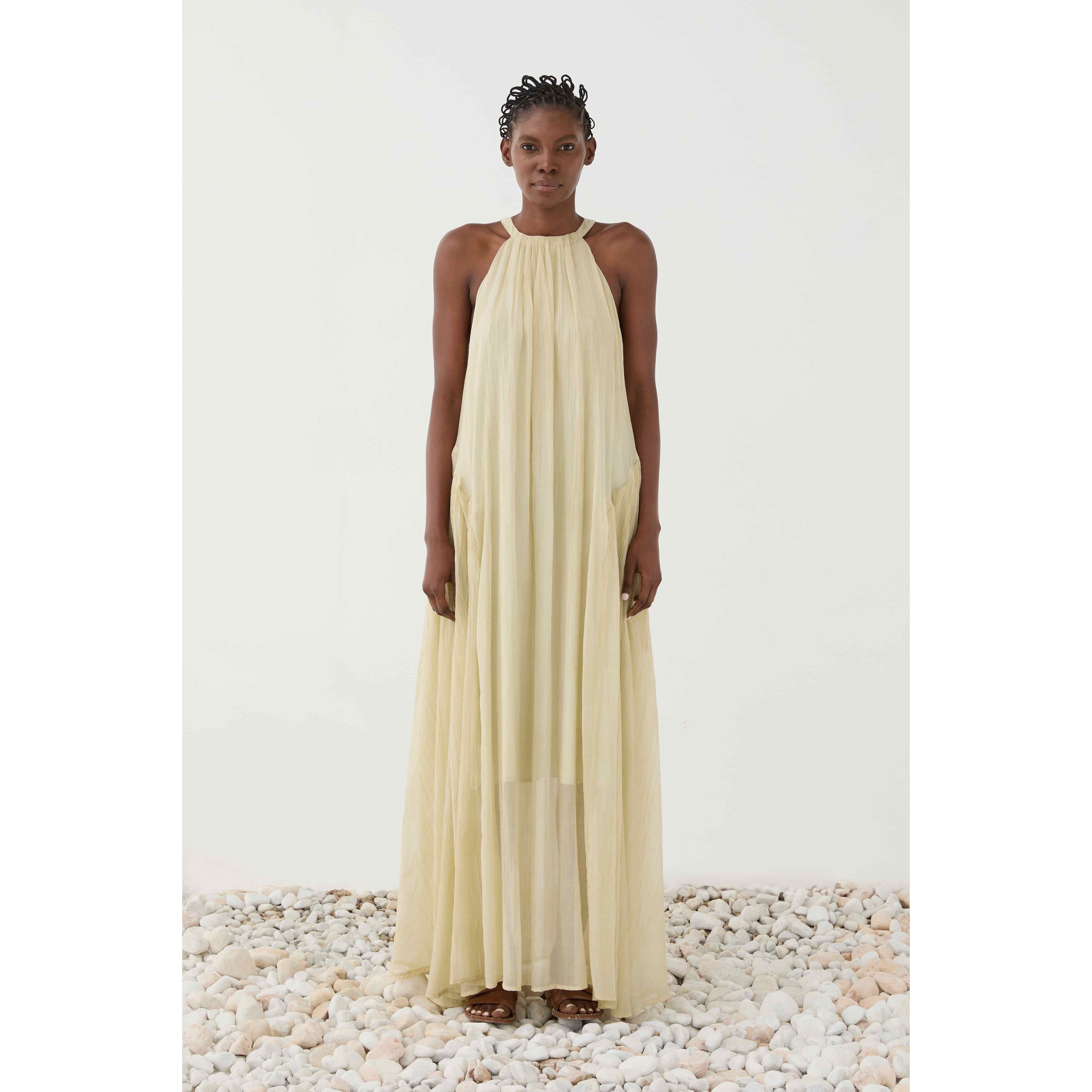 Long ivory lime dress