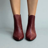 Mahogany leather ankle boot, 55mm heel.