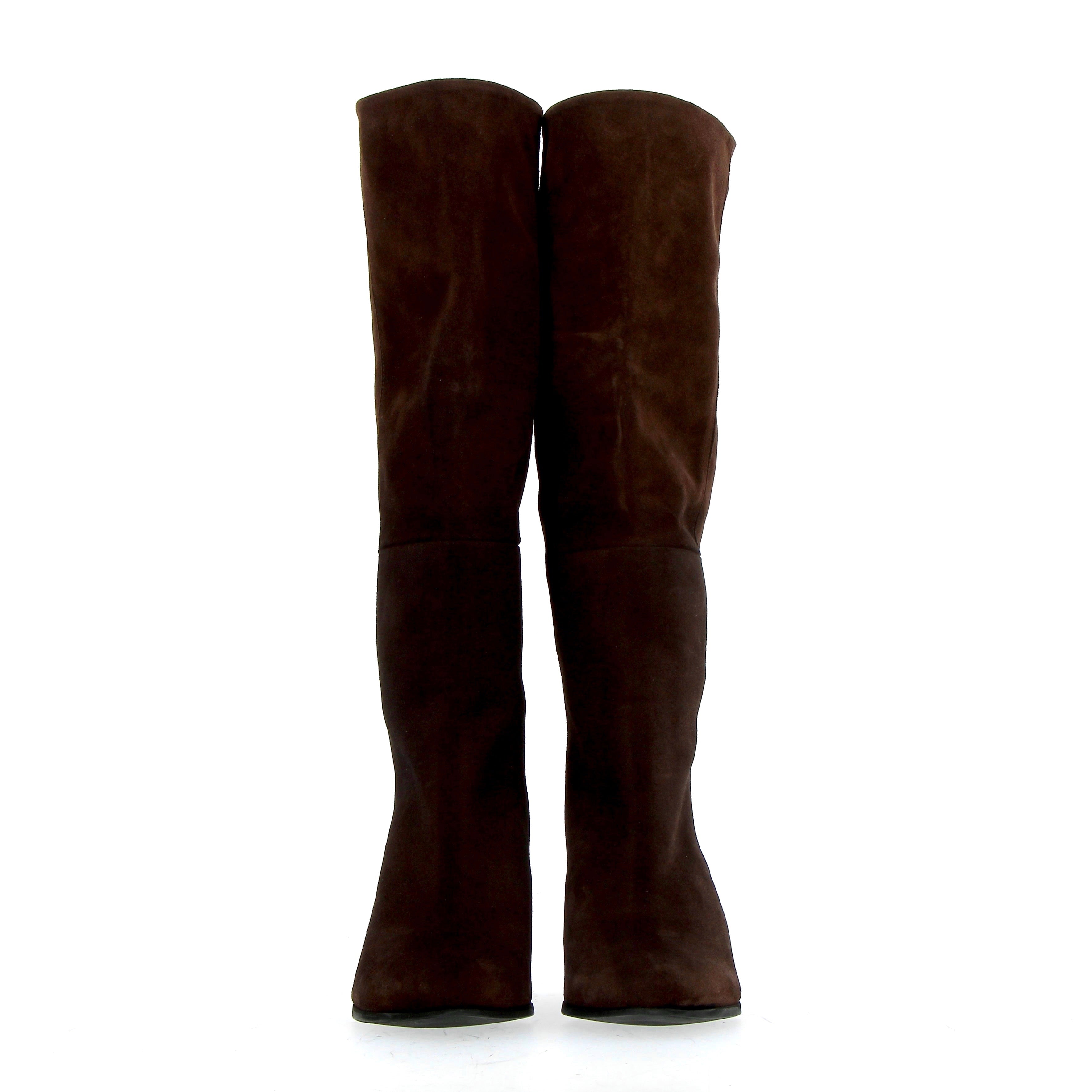 Dark brown suede soft tube boot