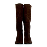 Dark brown suede soft tube boot