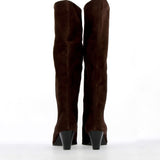 Dark brown suede soft tube boot