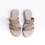 Sandalo Flat con strass nude con quattro listini