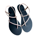 flat white sandal with leather laces