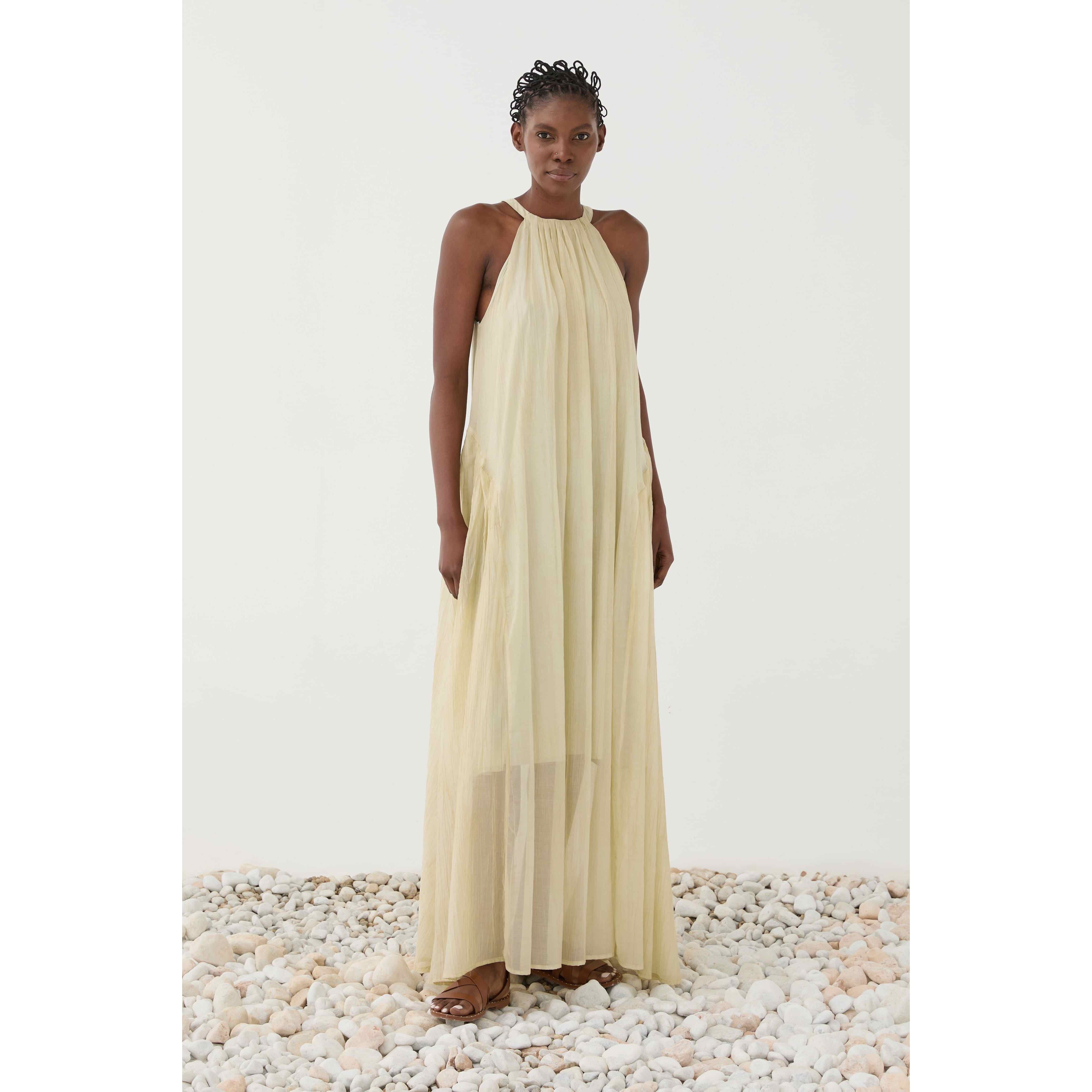 Long ivory lime dress