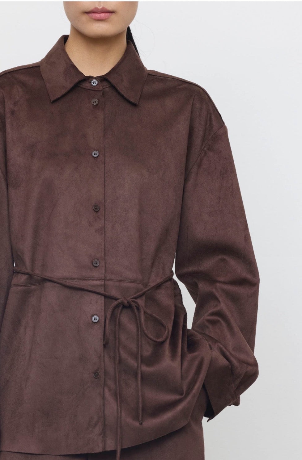 Camicia in faux suede moro