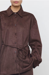 Camicia in faux suede moro