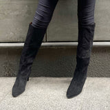 Black suede soft tube boot