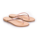 thong sandal in leather and gold