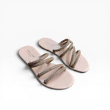 Sandalo Flat con strass nude con quattro listini