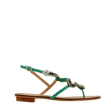 Jade python flat sandal with rhinestones