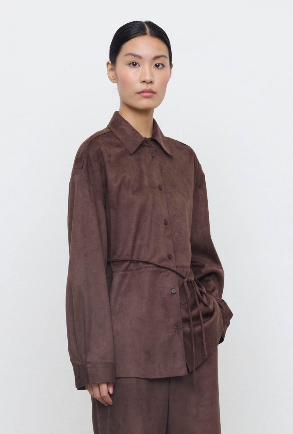 Camicia in faux suede moro