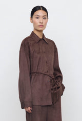 Camicia in faux suede moro