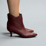 Mahogany leather ankle boot, 55mm heel.