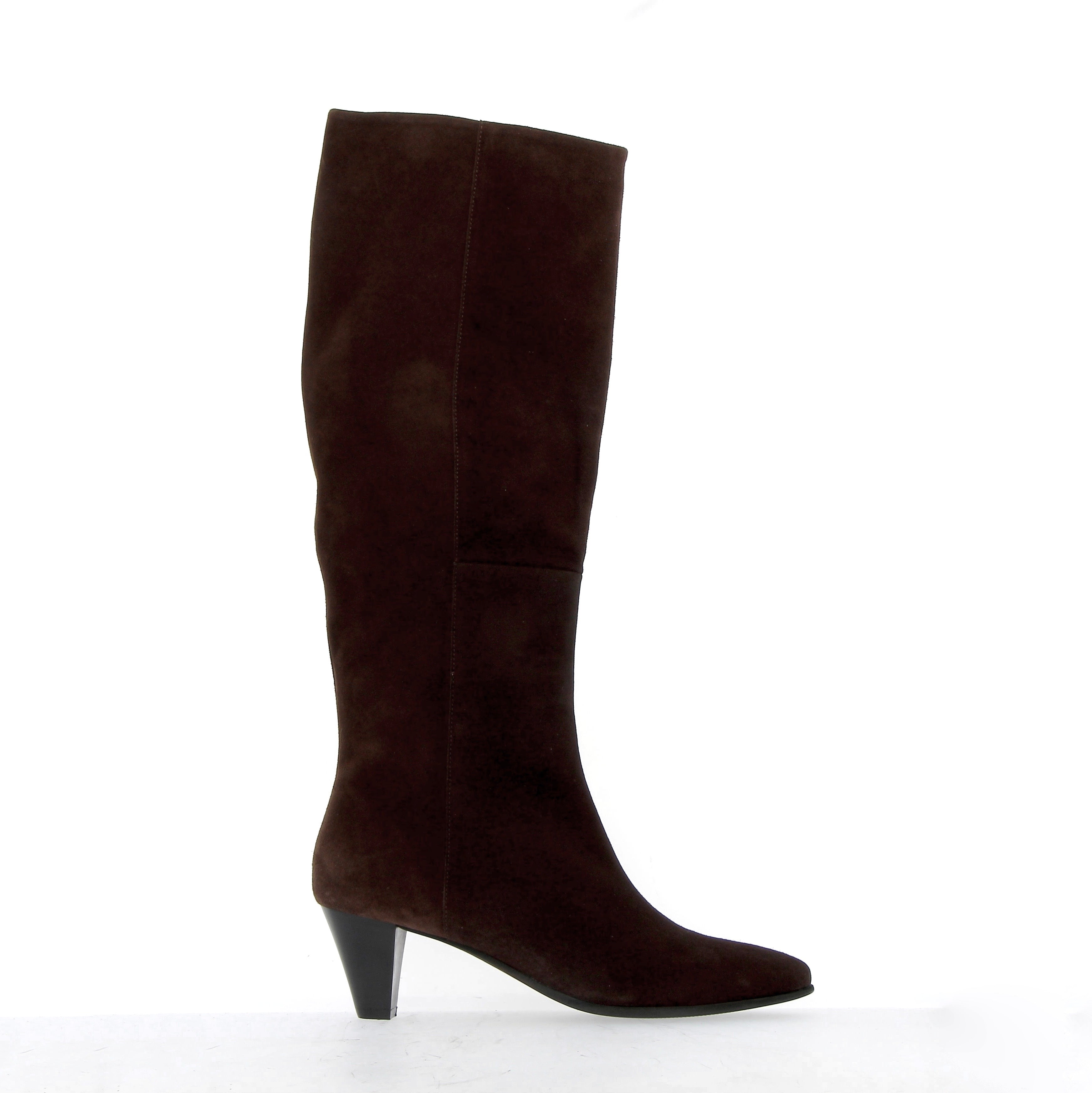 Dark brown suede soft tube boot