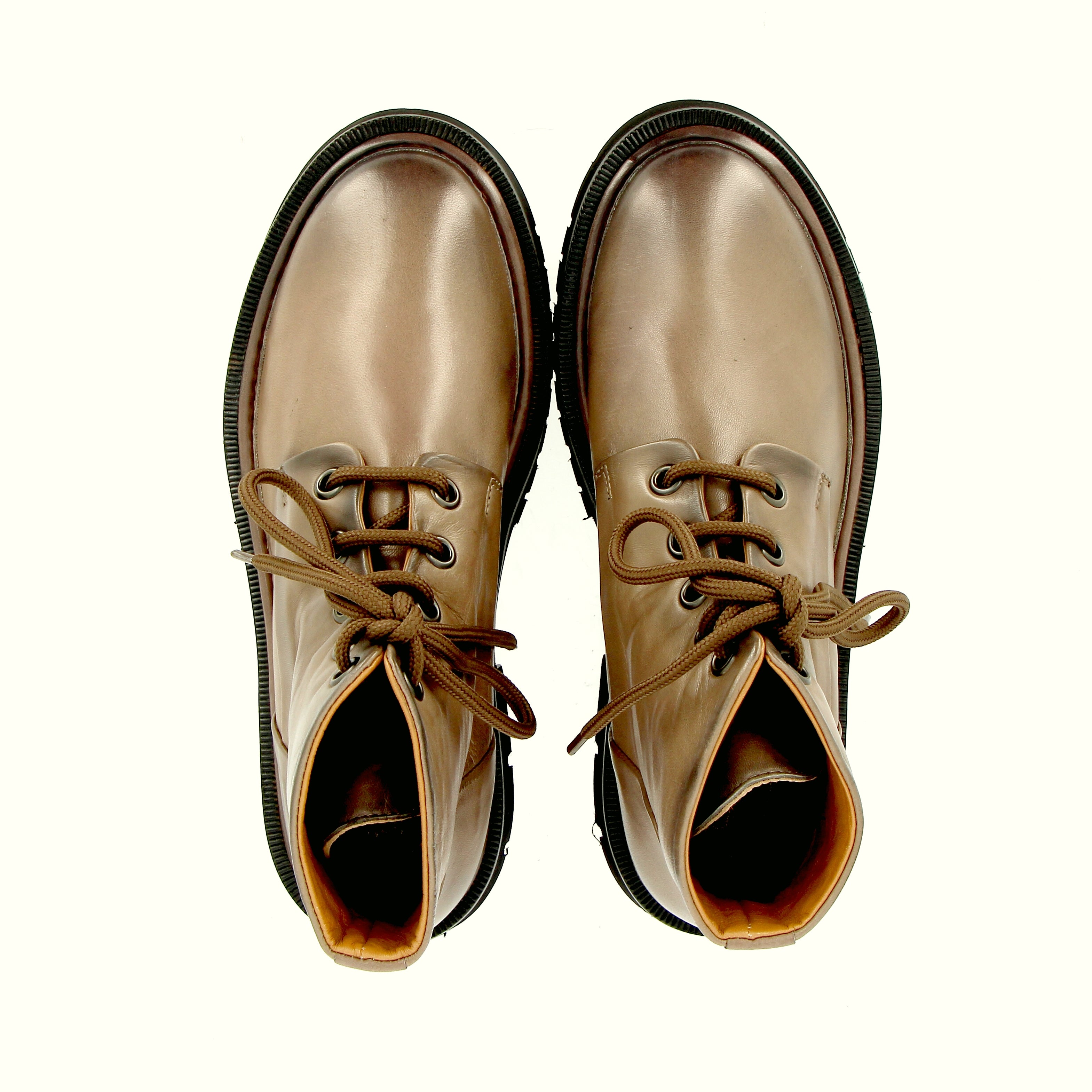 High lace-up in mud-colored nappa