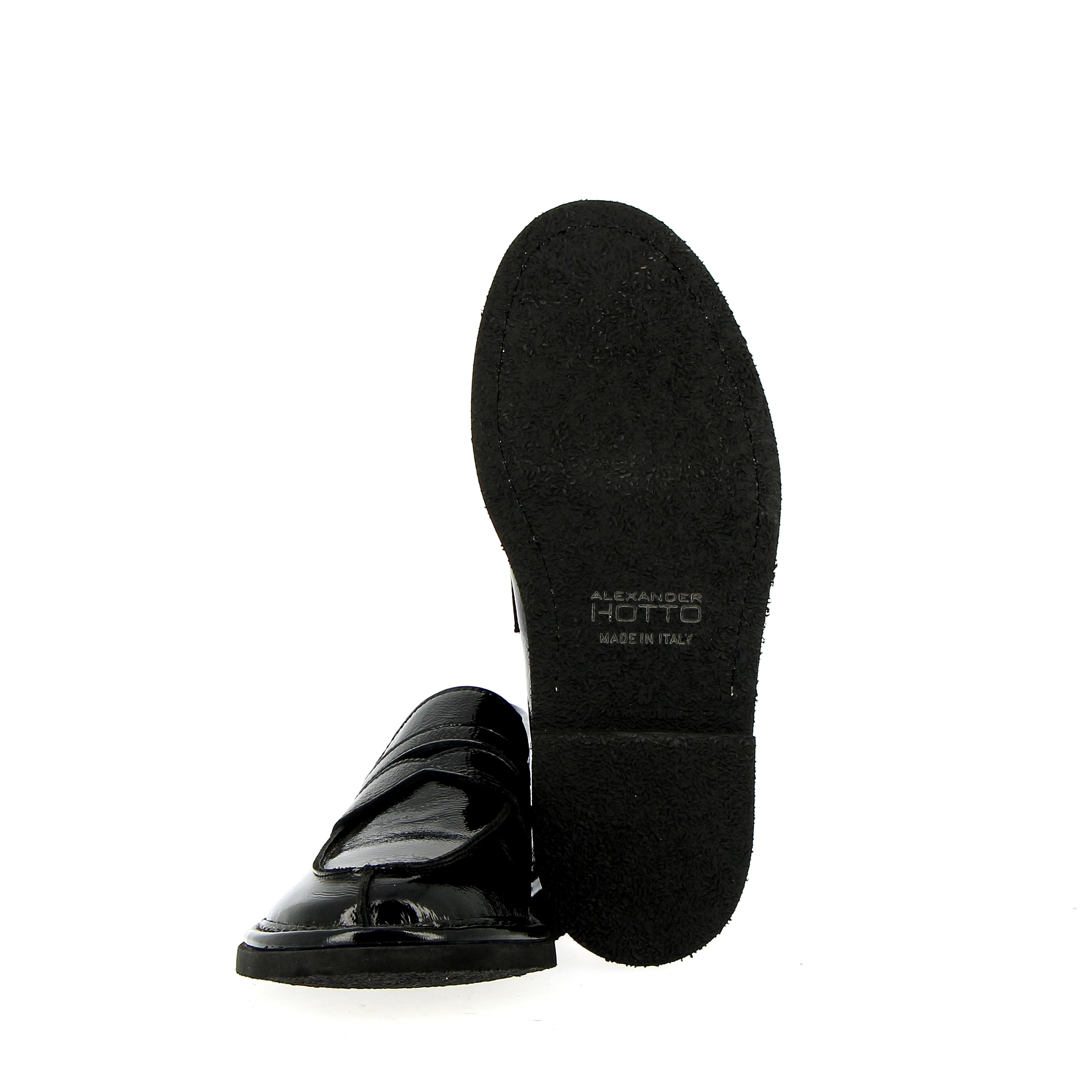 Black supersoft patent leather moccasin