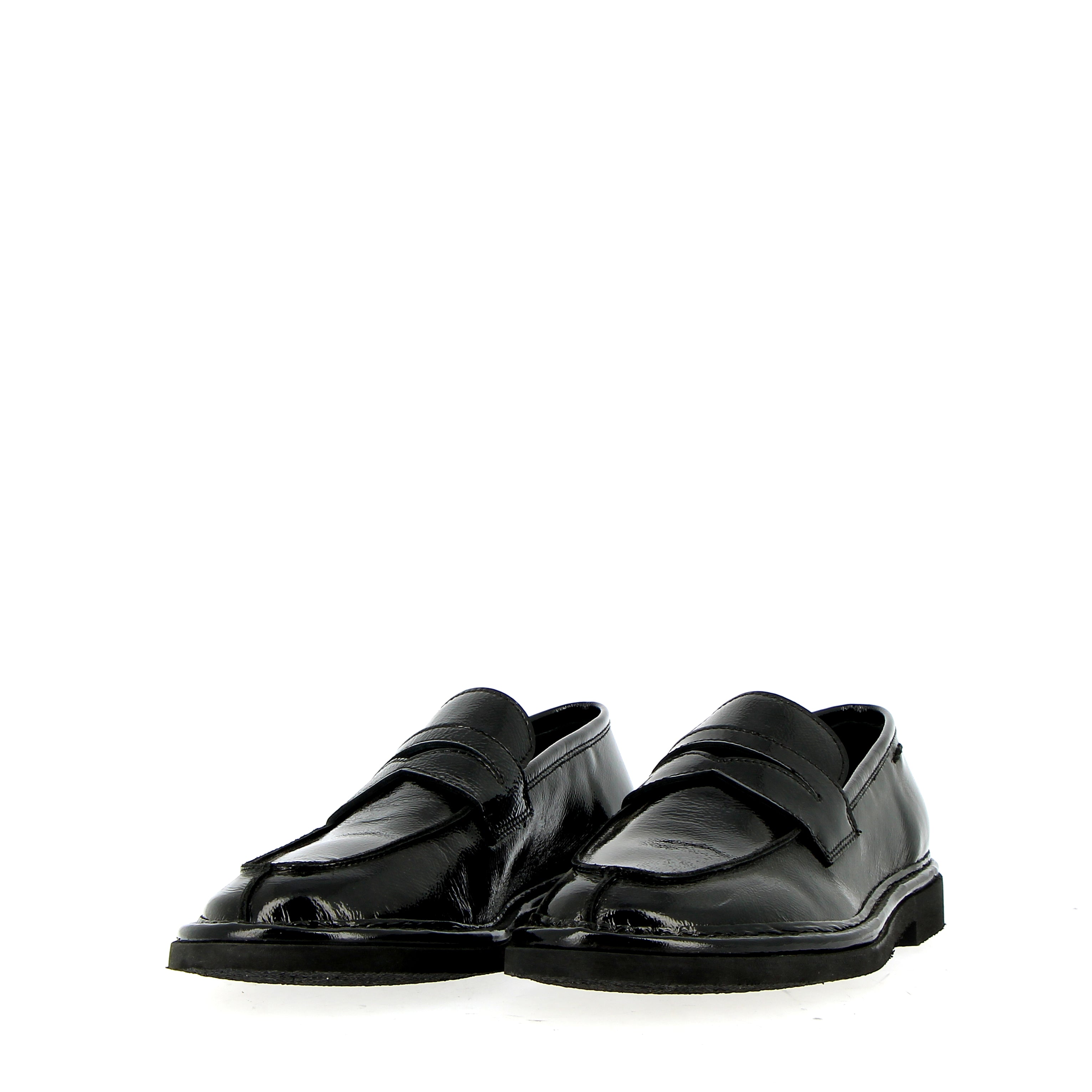 Black supersoft patent leather moccasin