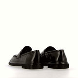 Dark chocolate-colored moccasin in supersoft nappa leather.