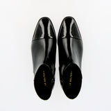 Stivaletto tuxedo in pelle nera con puntina in vernice