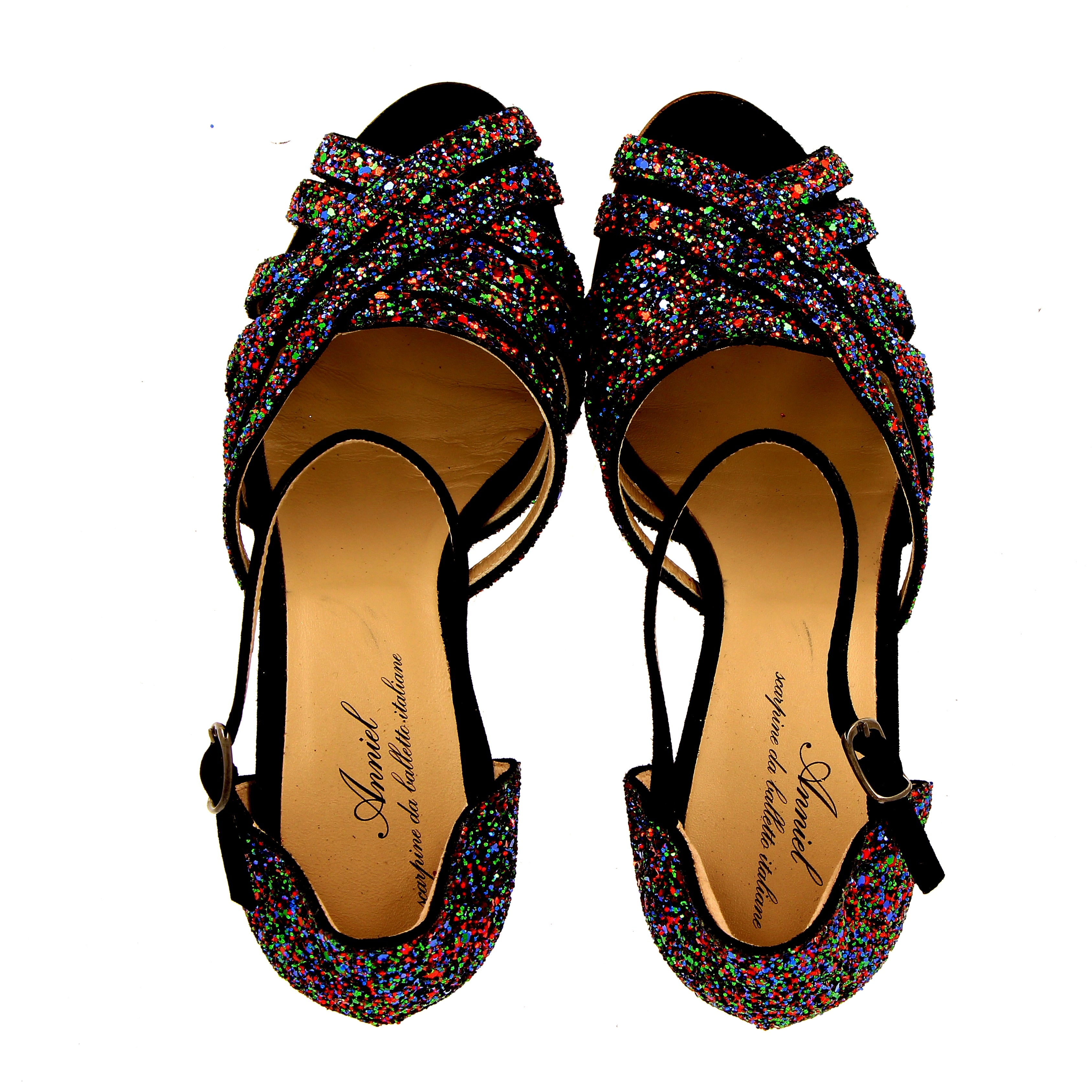 Black multicolor glitter sandal