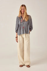 April Blouse Bleu Picnic