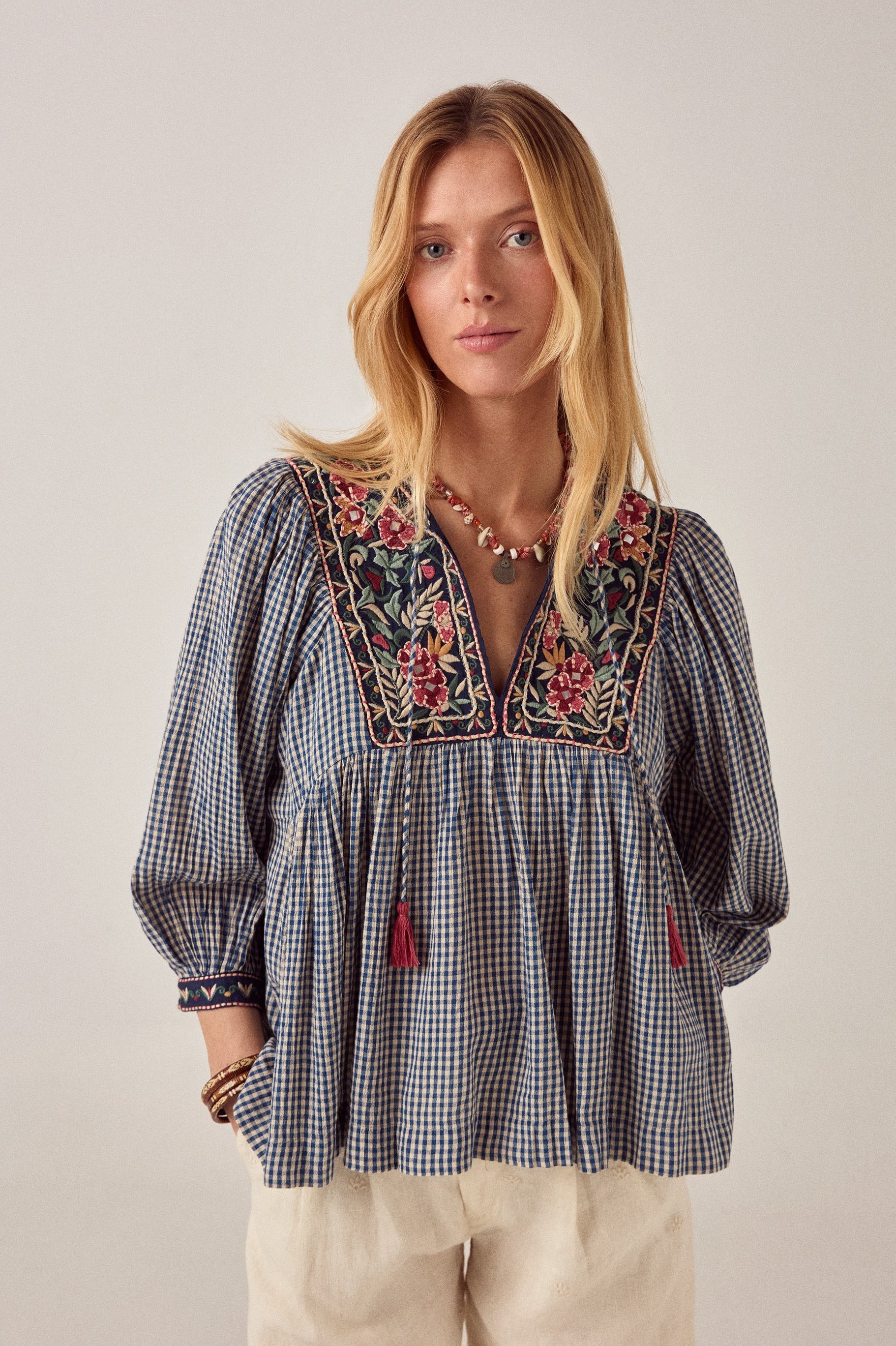 April Blouse Bleu Picnic