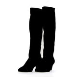 Black suede soft tube boot