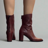 3/4 length ankle boot in mahogany leather