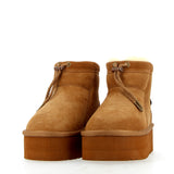 Babouche in montone naturale chestnut alta con laccio